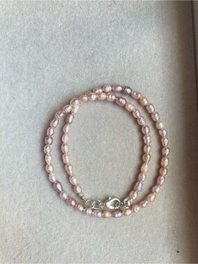 Pearl Pink Iridescent Freshwater double loop Pearl Bracelet - Pearl